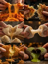 Food Action Six Panel Texture Collage Food Asian Street Snacks