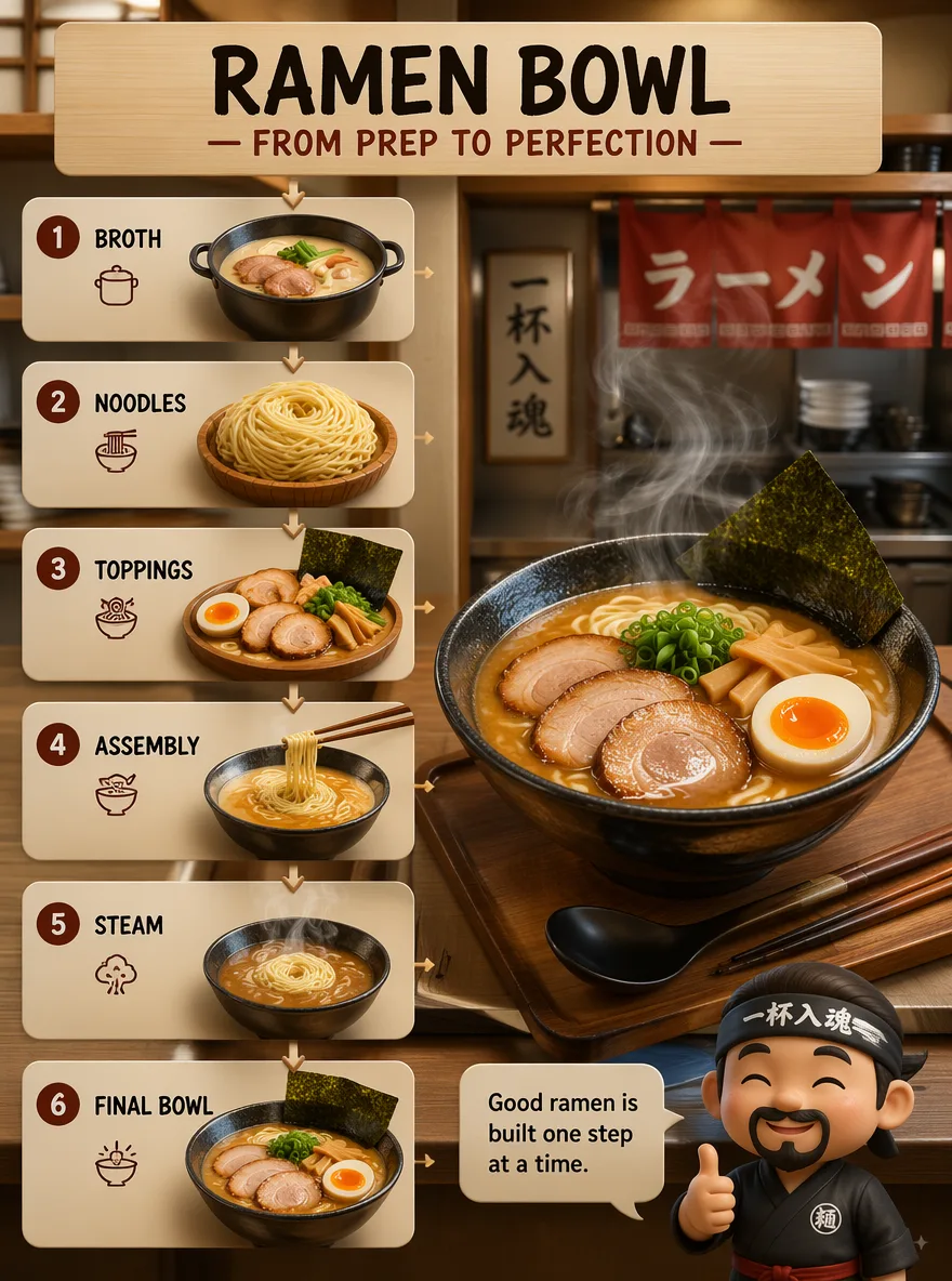 Food Process 3D Step Infographic AI 3