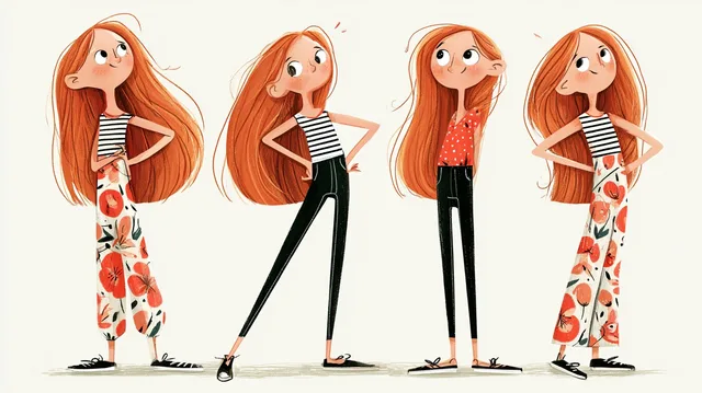 Whimsical Character Illustration Sheet prompt example