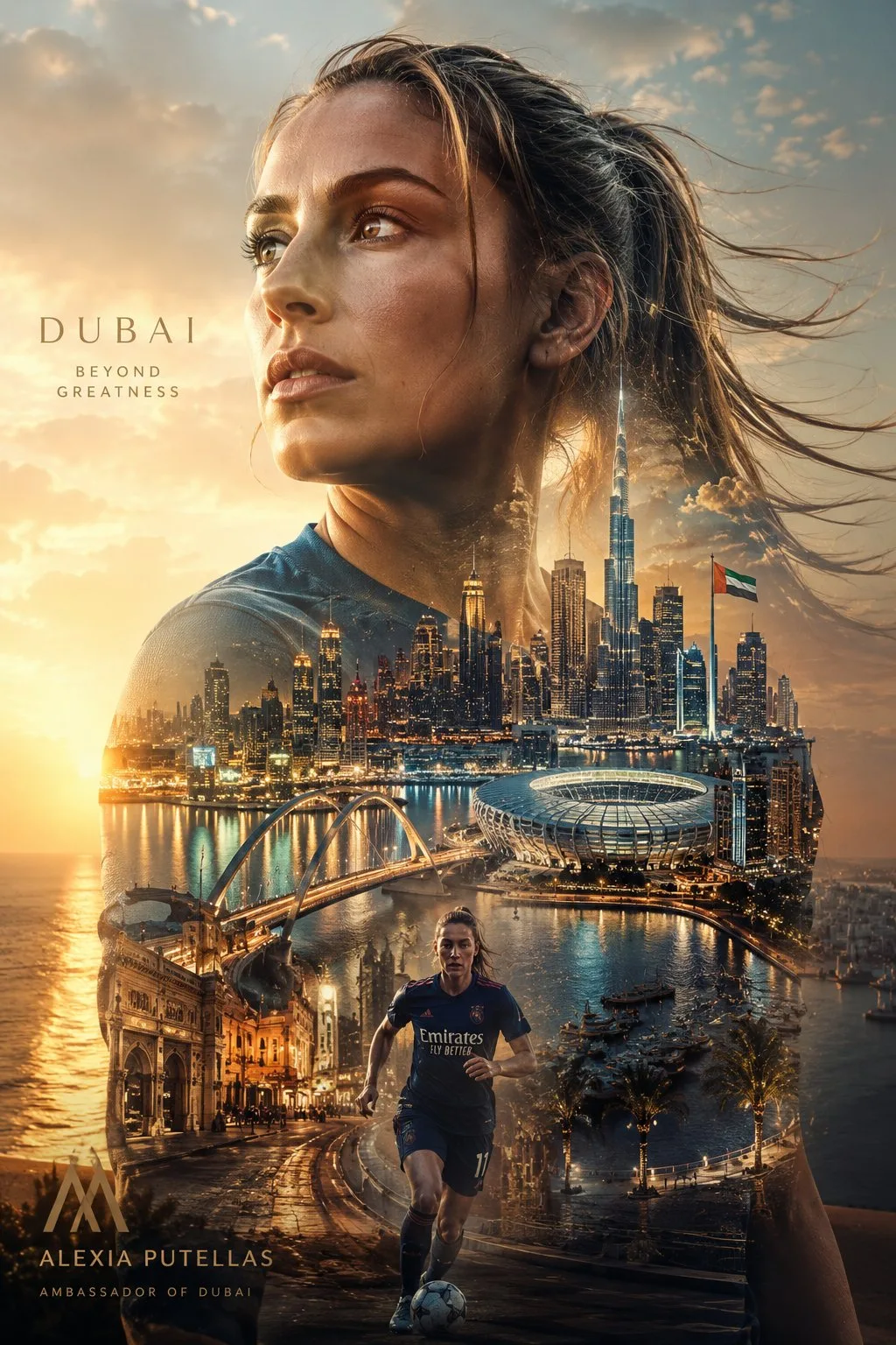 Female Football Double-Exposure Poster 4
