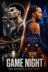 San Antonio vs New York Double Exposure Basketball Poster
