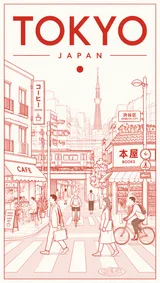 Minimalist Line Art Everyday City Travel Poster Variant 01