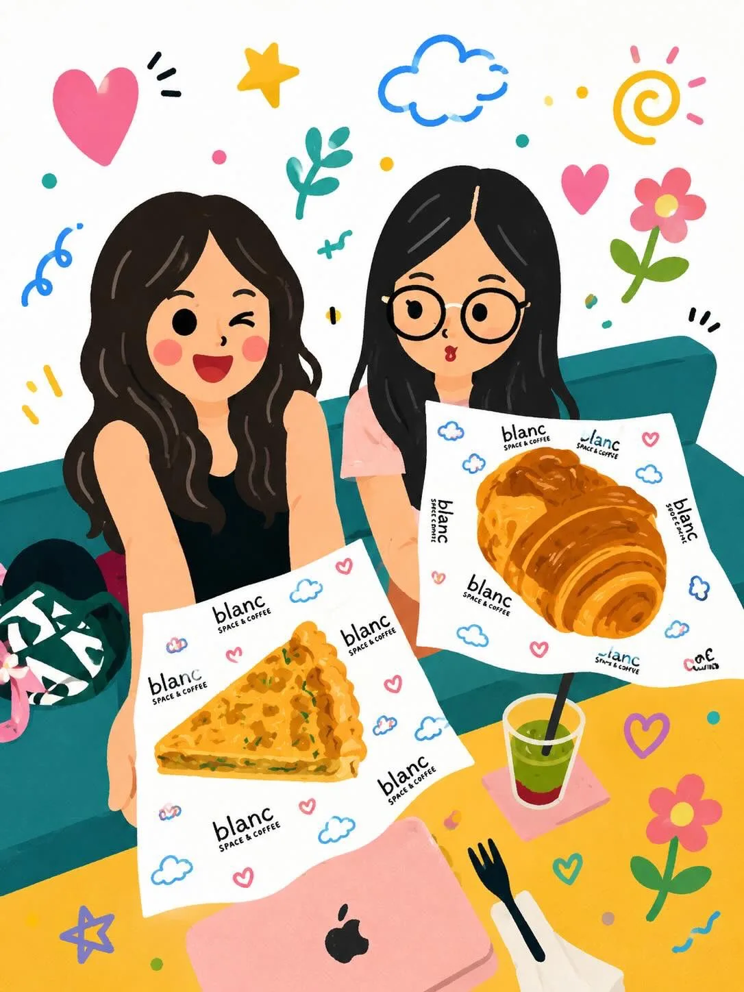 Kawaii Cafe Friends Illustration