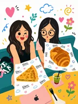 Cute Caf Illustration Charming Hand Painted Kawaii