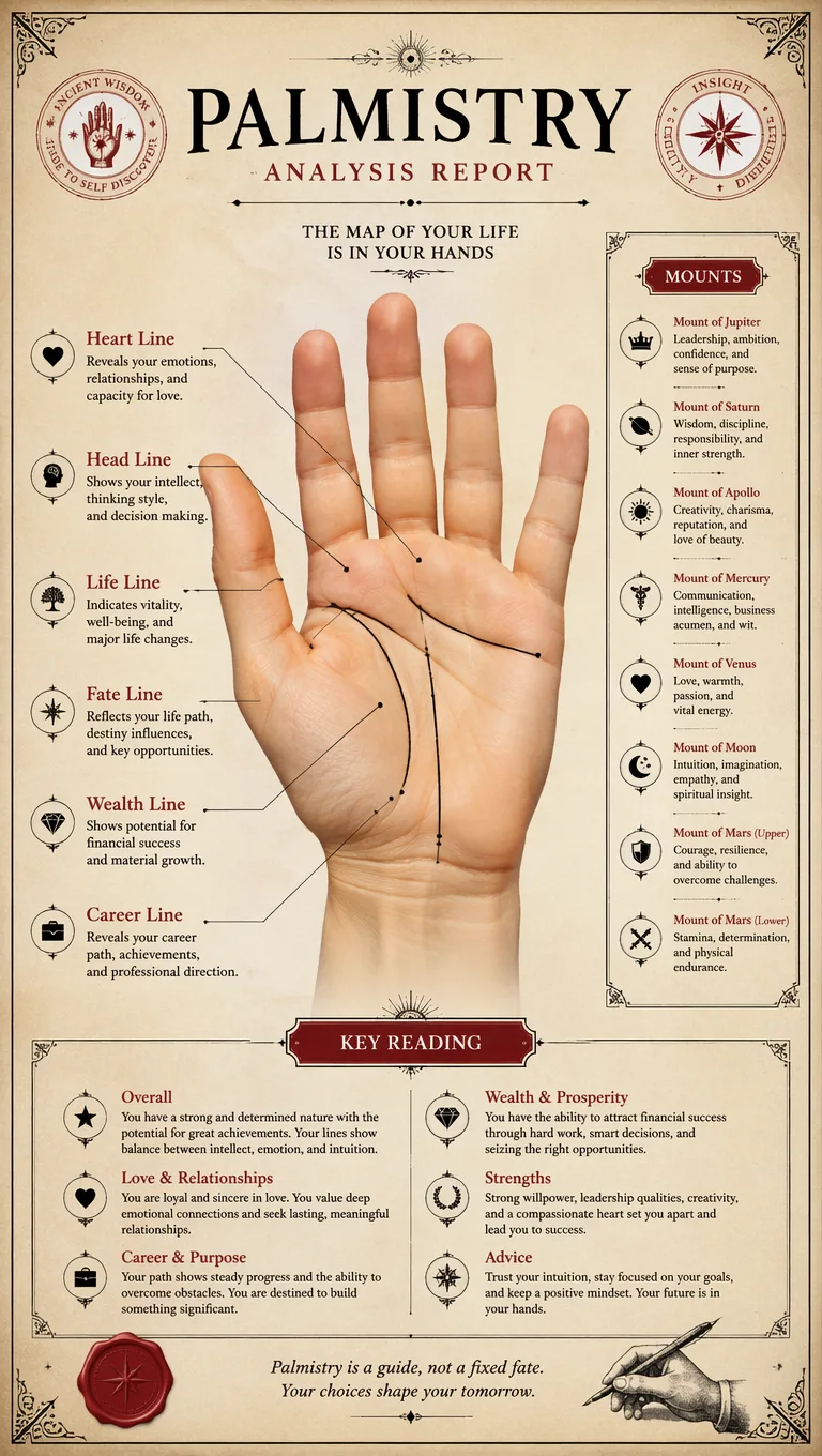 Palmistry Analysis Report Poster AI prompt example
