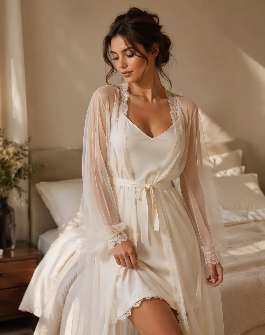 Lace Loungewear Product Portrait AI 2