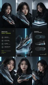 Aurora Run Lab Trail Sneaker Nine Panel Ad Poster Drop 001 Night Terrain