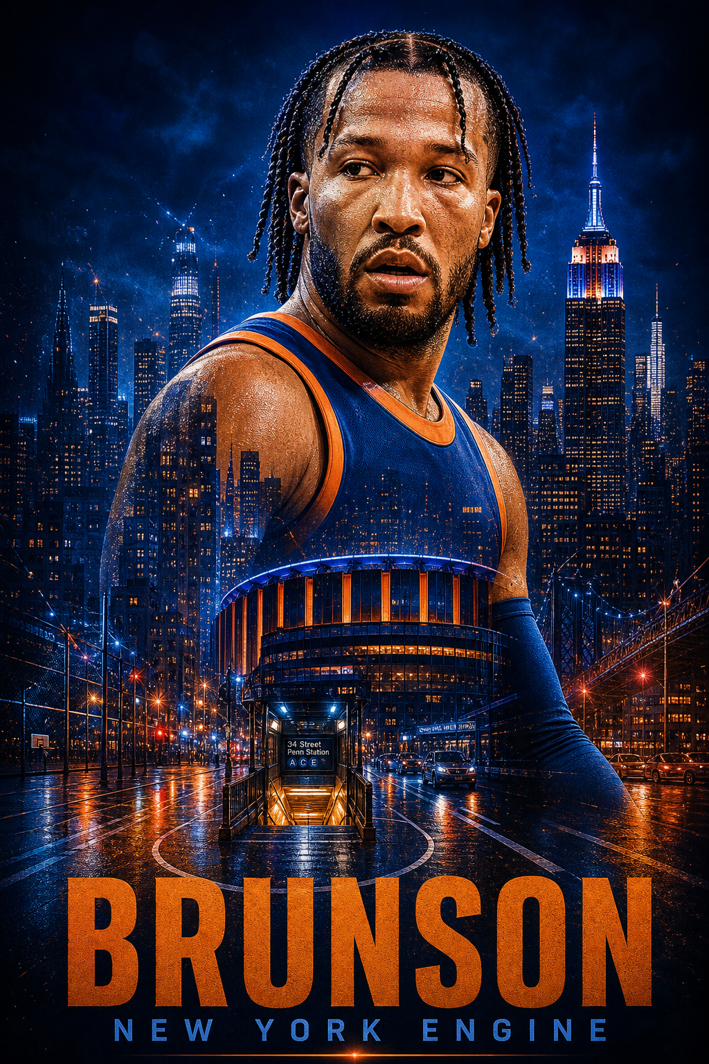 Double Exposure City Poster AI Prompt 3