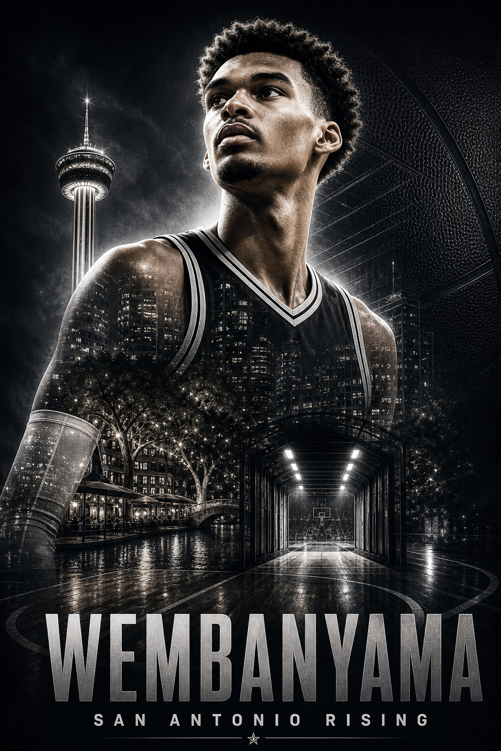 Double Exposure City Poster AI Prompt 2