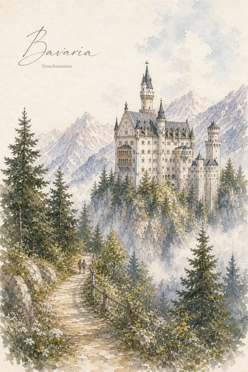 Watercolor Travel Poster AI Prompt 4