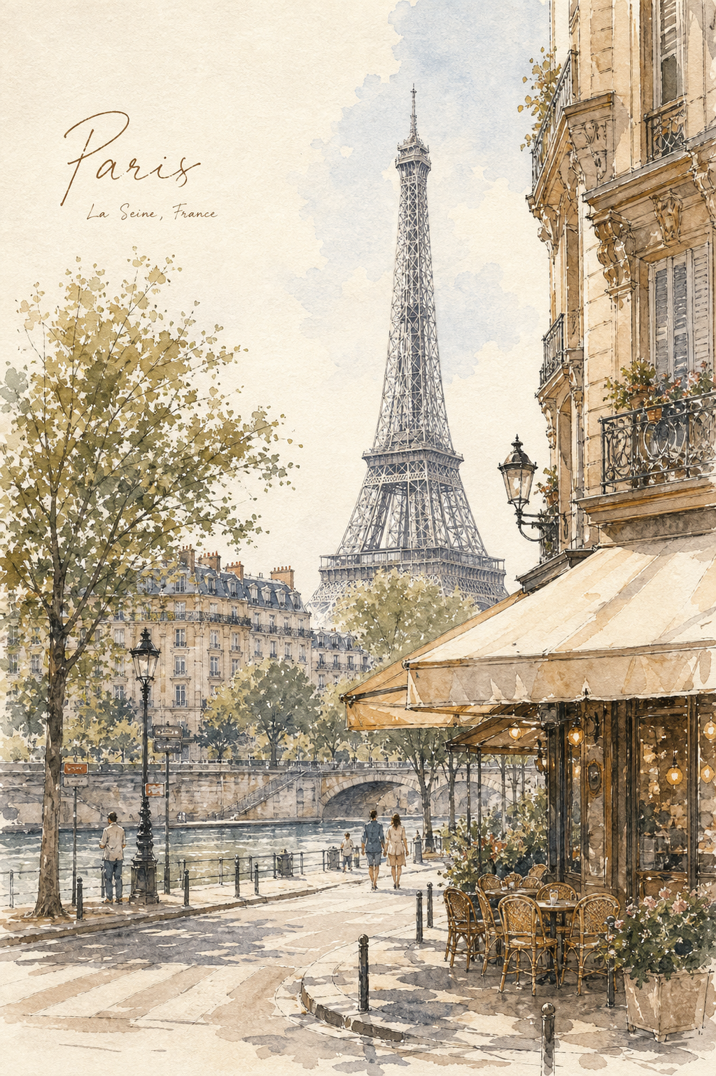 Watercolor Travel Poster AI Prompt 2