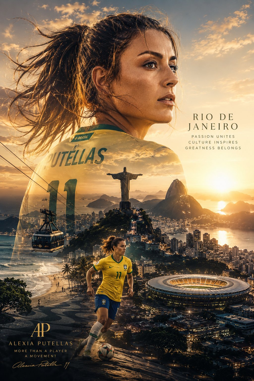 Female Football Double-Exposure Poster 2