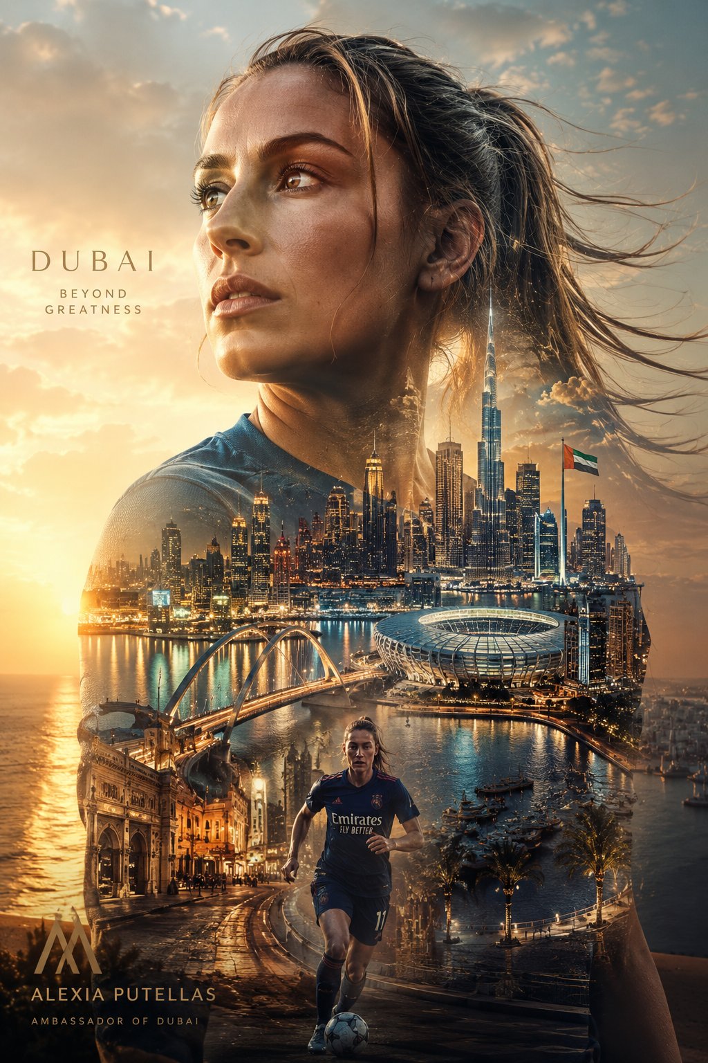 Female Football Double-Exposure Poster 4