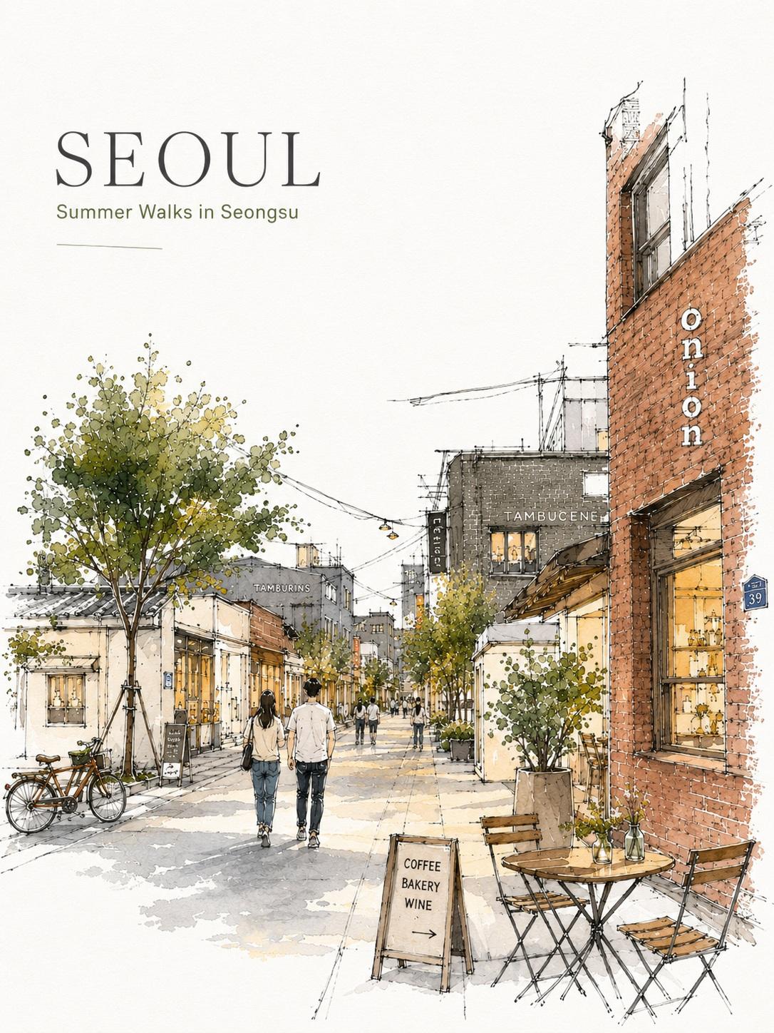 Charming Seoul Travel Poster Delicate Watercolor Ink 2