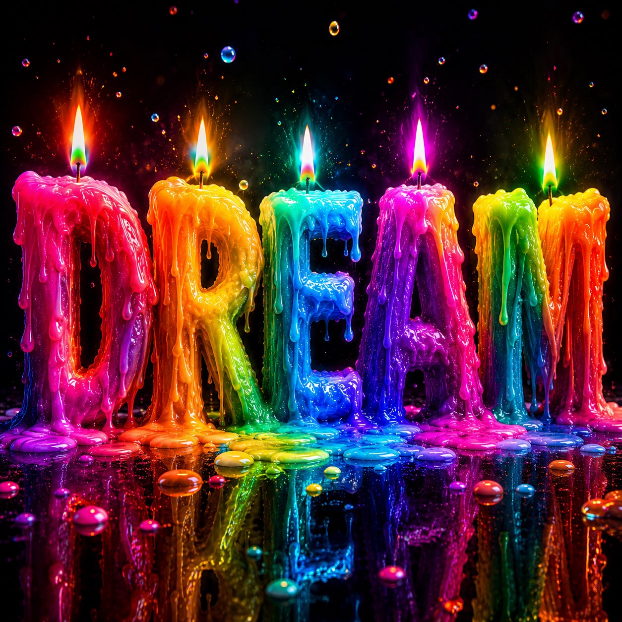 Rainbow Wax Typography Render 2